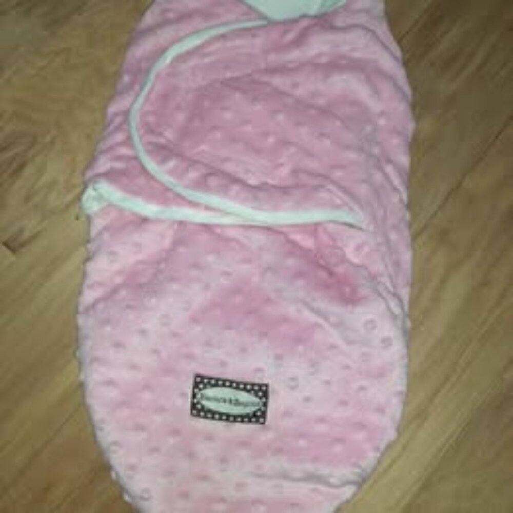 Blankets and Beyond Pink Popcorn Swaddle w hook and loop fastener